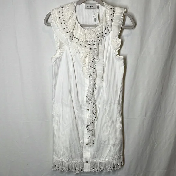 Coach ruffle prairie dress with studs size 4 - Picture 3 of 8